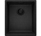 Primagran fregadero bajo encimera todo negro 41x47cm, fregadero cocina 1 seno + sifón, fregadero granito al mueble 45cm - london