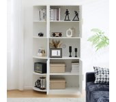 Aparador de cocina con estantes esquineros flexibles - 4 puertas y 6 compartimentos abiertos - blanco