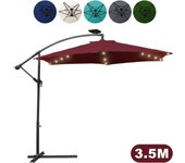 Sombrilla semáforo 3,5m sombrilla con led aluminio giratoria sombrilla jardín terraza balcón rojo