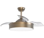 Ventilador de techo bombay l níquel aspas retráctiles con luz, 107 cm - sulion