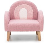 Sillón de peluche con respaldo y apoyabrazos acolchado de esponja, sofá ergonómico para niños de 3 a 5 años, para dormitorio, rosa
