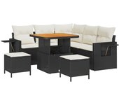 Conjunto de sofás de jardín de 8 piezas con cojines en negro de poliratán de vidaxl, conjunto de comedor de jardín de 3 piezas con cojines en negro de
