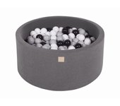 Meowbaby piscina de bolas, round seca para niños, gris oscuro : blanco/gris/negro, 300 pcs, 90x40cm