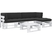 Conjunto de muebles de jardín conjunto de muebles de exterior palet 4 piezas y cojines de pino impregnado 02_0018382