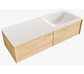Mondiaz lush 120cm mueble de baño color washed oak con 2 cajones. con lavabo cloud derecho 1 orificio color talc
