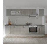 Set cocina haaus karo v25, gris brillante/blanco, mdf, encimera thermo 28 mm, l 300 cm