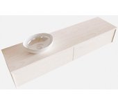 Mondiaz lush 180cm mueble de baño underlayment con 2 cajones. con lavabo izquierda 1 orificio blanco brillo