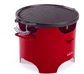 Barbacoa de etanol 0.5l en acero rojo y plancha redonda de hierro