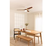 Wind calm natural wood - función verano/invierno - ventilador de techo 40w silencioso ø132 cm con luz y mando a distancia