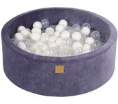 Meowbaby piscina de bolas, round seca para niños, gris azul : blanco/transparente, 200 pcs, 90x30cm