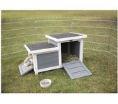 Conejera trixie habitat natura - 70 x 43 x 45 cm - con dos entradas - blanco y gris - para conejos