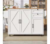 Isla de cocina multifuncional con mesa plegable, gran almacenamiento, ruedas y diseño de madera elegante - 120×92×43cm