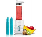 Cecotec batidora de vaso portátil para smoothies power titanium 500 easygo. 500 w 4 cuchillas con recubrimiento de titanio negro 2 vasos de 600 ml