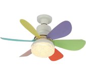 Ventilador de techo, aspas extraíbles, ventilador de techo iluminado con control remoto, 3 velocidades, iluminación led, 30w