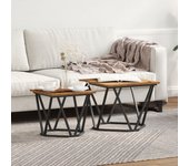 Mesa de café vidaxl madera reciclada metal, madera mediana elegante