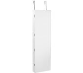 Armario para guardar joyas con espejo y luz led 120 x 36 x 10 cm colgado en la puerta blanco 20_0000114