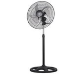 Ventilador de pie reforzado negro 3 vel. 75w 5 aspas aluminio plata giro 360 regx50x50 cm