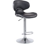 Taburete de bar silla de bar regulable en altura con reposapiés en sintético y metal negro 10_0000077