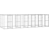 Vidaxl perrera de exterior de acero galvanizado con techo 14,52 m²