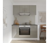 Set cocina haaus karo v5, gris brillante/blanco, mdf, encimera thermo 28 mm, l 140 cm