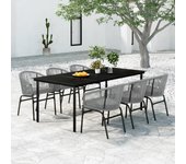 Conjunto de comedor de jardín vidaxl 7 piezas gris