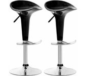 Juego de 2 taburetes de bar de diseño negros con altura giratoria y regulable tdb10029