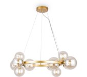 Maytoni dallas lámpara de techo colgante moderna de 1 globo dorada, pantalla coñac, g9