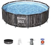 Piscina elevada ø 427 x 107cm bestway redonda acero pro max™ piscina tubular decoración madera