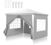Carpa pabellón terraza impermeable - pabellón terraza con fijación, carpa de jardín perfecta para fiestas 3x3m blanca