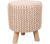 Taburete de madera y algodón trenzado 32x32x40h cm