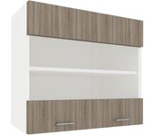 Mueble alto haaus karo, 2 puertas de cristal, roble sonoma oscuro/blanco, 80 x 30 x 60 cm