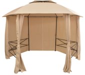 Maison exclusive - carpa de jardín con cortinas hexagonal 360x265 cm