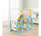 Juego de mesa y silla para niños pizarra ajustable 3 niveles canasta de almacenamiento azul