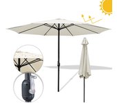 Sombrilla de jardín 350 cm, uv30+, sombrilla de exterior, sombrilla de terraza, manivela, beige, sombrilla de playa
