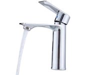 Grifo de lavabo monomando en latón cromado - mezclador antihuellas, instalación fácil y ahorro de agua, diseño moderno para