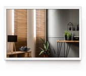 Espejo rectangular para baño - 60 x 40 cm con marco blanco