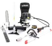 Wiltec multiherramienta de jardín 4-en-1 con motor 4 tiempos incl. alargador cortasetos y podadora