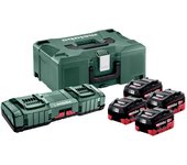Pack énergie 18v metabo - pack 4 batteries 18 volts lihd + chargeur duo ultra rapide 4 x 5,5 ah lihd, asc 145 duo, coffret metaloc - 685180000