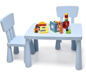 Juego de mesa y sillas para niños de 1-7 años, mueble para bebé pupitres de juego actividad estudio, estilo sencillo, carga 50 kg, azul