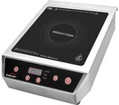 Lacor 69132 - placa inducción portátil, superficie de cristal, control táctil, 17 niveles de potencia, dos fuegos 12 y 28 cm, 3500w, inox, negro