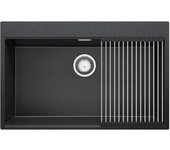Primagran fregadero cocina grafito 78x50cm, fregadero granito 1 seno + sifón + enrollable escurridor, fregadero sobre encimera al mueble 80cm - oslo