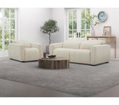 Sofá de 3 plazas y sillón relax eléctrico en tela beige lagundi