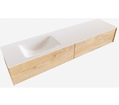 Mondiaz lush 180cm mueble de baño color washed oak con 2 cajones. con lavabo cloud izquierda sin orificios color talc
