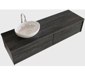 Mondiaz lush 150cm mueble de baño antracite con 2 cajones. con lavabo izquierda 1 orificio blanco brillo