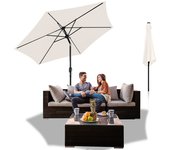 Sombrilla de jardín - 270 cm, uv30+, sombrilla de exterior, sombrilla de terraza, manivela, beige, sombrilla de playa