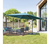 Hespéride - sombrilla colgante rectangular inclinable éléa verde azulado - 4 x 3 m
