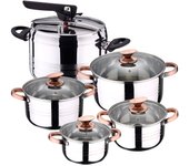 San ignacio batería de cocina 8 piezas duna con olla a presión 7l en acero apta inducción