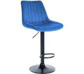 Taburete de bar x1, regulable en altura, giratorio 360°, asiento de terciopelo azul, costura vertical, pi 10_0005430