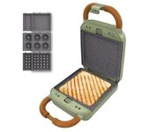 Cecotec sandwichera vintage rock'ntoast retro one green. 700w, 3 placas intercambiables, diseño retro, revestimiento rockstone, indicador luminoso