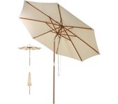 Sombrilla plegable ø3m, sombrilla terraza exterior con 8 varillas, protección uv, inclinación de 60°, altura ajustable y ventilación, para jardín